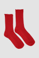 Medias de algodón dama. con terminacion en puño con volado. Rojo