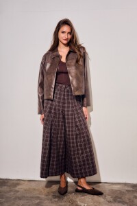 Pantalón Extra Wide Cuadros Marino