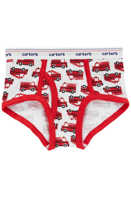 Pack tres calzoncillos slip de algodón, diseño bomberos Sin color