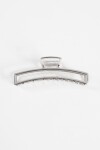 Broche rectangular metálico largo plateado