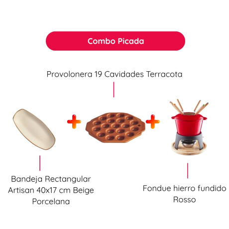 Kit Picada con Provolonera Bandeja y Fondue Rosso Kit Picada con Provolonera Bandeja y Fondue Rosso