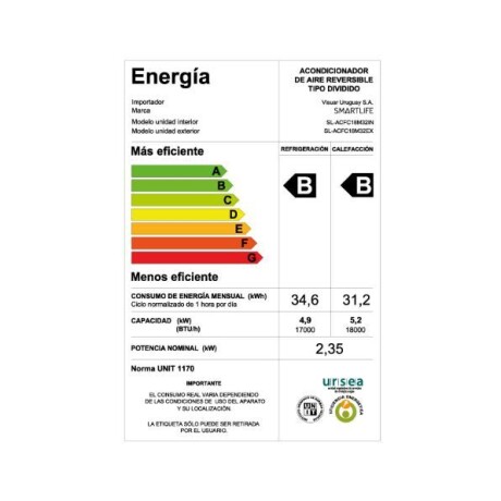 Aire Acondicionado Smartlife 18000 BTU SL-ACFC18M32 Aire Acondicionado Smartlife 18000 BTU SL-ACFC18M32