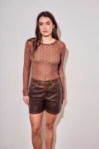 Remera Encaje Chocolate