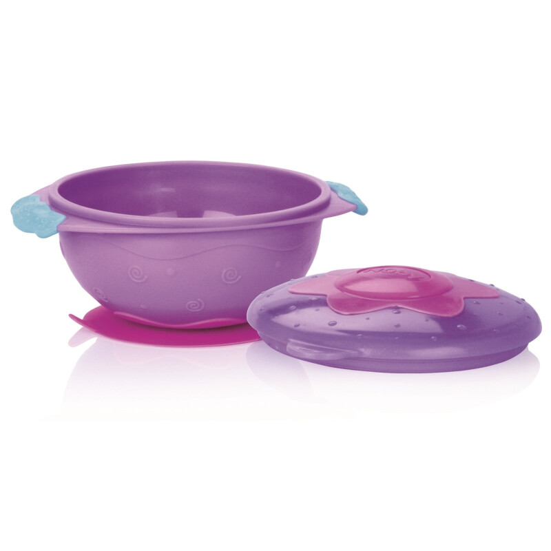 Plato con Ventosa Antidesliznate y Tapa Protectora Violeta