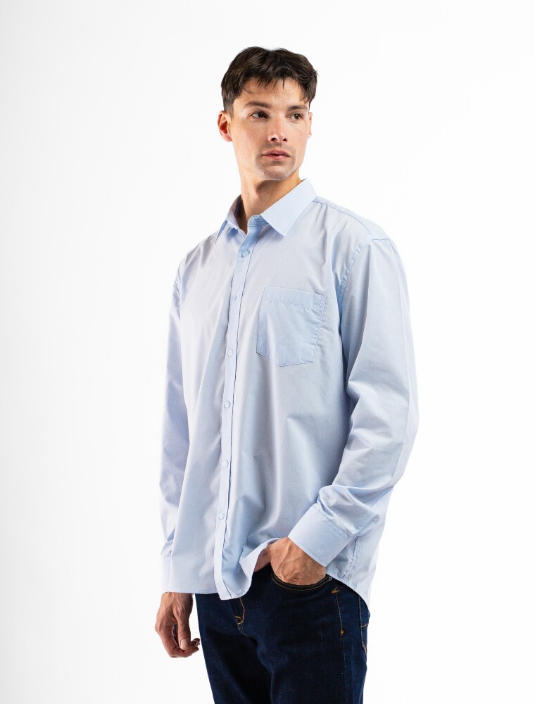 Camisa Manga Larga de vestir Clásica Celeste