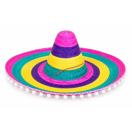 Sombrero de paja ala ancha con pompones Sombrero de paja ala ancha con pompones