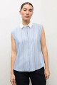 Camisa rayada sin mangas celeste