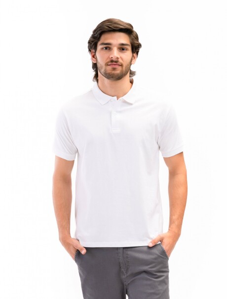 Remera Algodón Polo Jersey Blanco