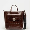 Shopper The Circle en cuero grabado big croco Chocolate Niquel