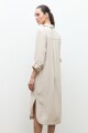 Vestido lino camisero beige melange