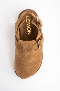 Zueco Gamuza Con Corderito Camel