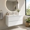 Mueble de baño suspendido Blanco 80 cm con bacha de loza Mueble De Baño Suspendido Blanco 80 Cm Con Bacha De Loza