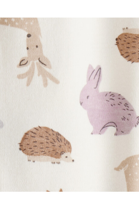 Pijama una pieza de algodón, con pie, diseño bosque Sin color