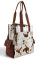Bolso Tote de Cuero Vacuno y Pelo Natural Marrón