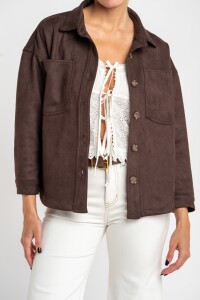 Sobrecamisa Gamuza Cuero Vegano Marron