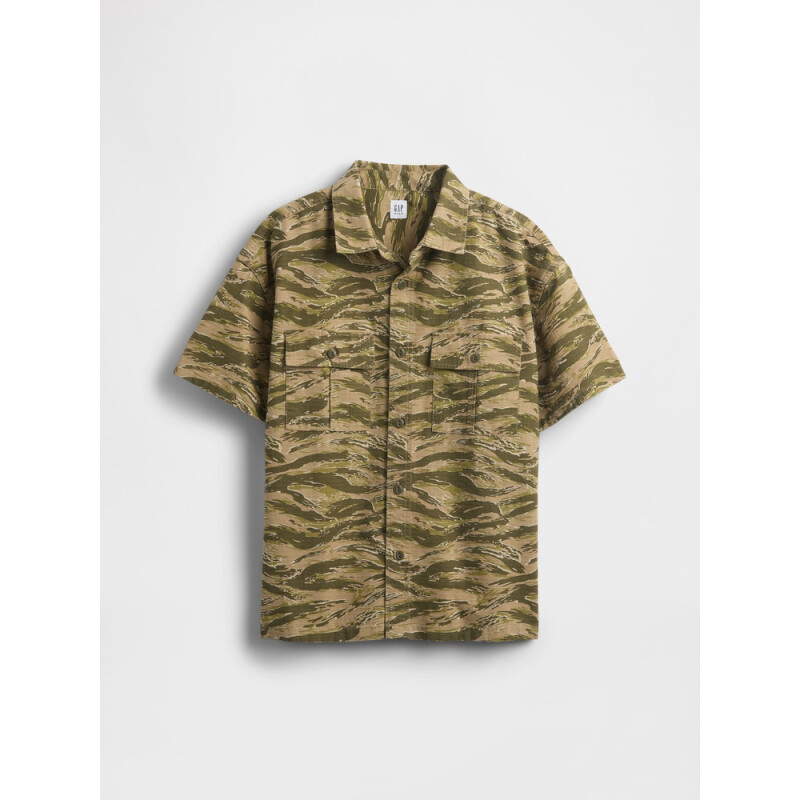 SS UTILITY SHIRT GREEN CAMO