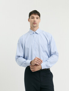 012626 CAMISA HARRINGTON LABEL Blanco/celeste