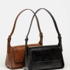 Cartera al hombro Nicola en cuero lagarto Negro