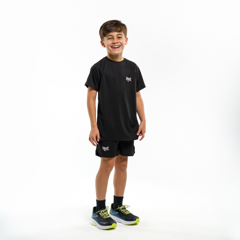 TSHIRT BOYS POLY BORDER-BK NEGRO