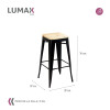 Taburete Tolix en metal y asiento de madera Negro