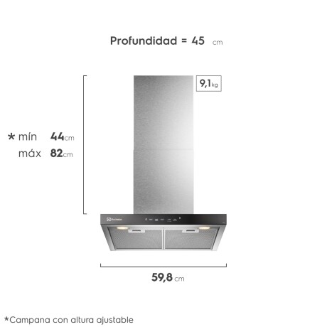 Campana Electrolux Plana 60 EL-EJWL607EXI Inox. Campana Electrolux Plana 60 EL-EJWL607EXI Inox.