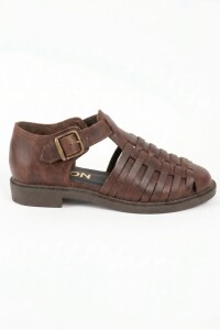 Sandalias Cangrejeras Cuero Chocolate