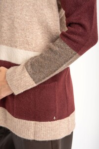 Cardigan Rayado Color Block Mocha