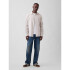 V-LS STANDARD LINEN COTTON WHITE KHAKI STRIPE