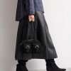 Cartera al hombro Indie en cuero gamuza Negro