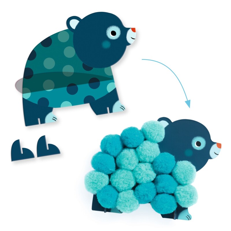Kit para hacer collages con pompones de animales Djeco Kit para hacer collages con pompones de animales Djeco