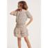 SAIA CURTA FEM OFF WHITE COM MARROM