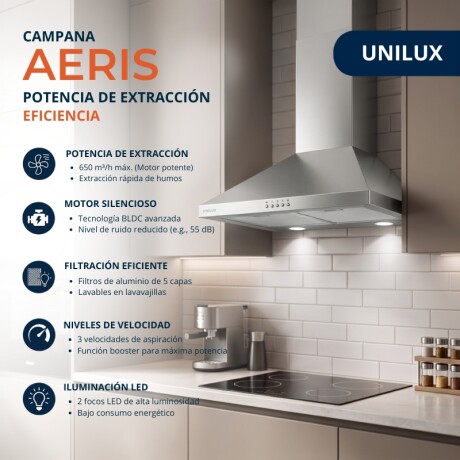 CAMPANA EXTRACTORA AERIS 60CM Campana Extractora Aeris 60CM Acero Inoxidable