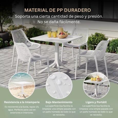 MESA CUADRADA EXTERIOR DE POLIPROPILENO 80CM Mesa Cuadrada De Exterior 80CM Blanco