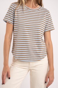 Remera Rayada Celeste