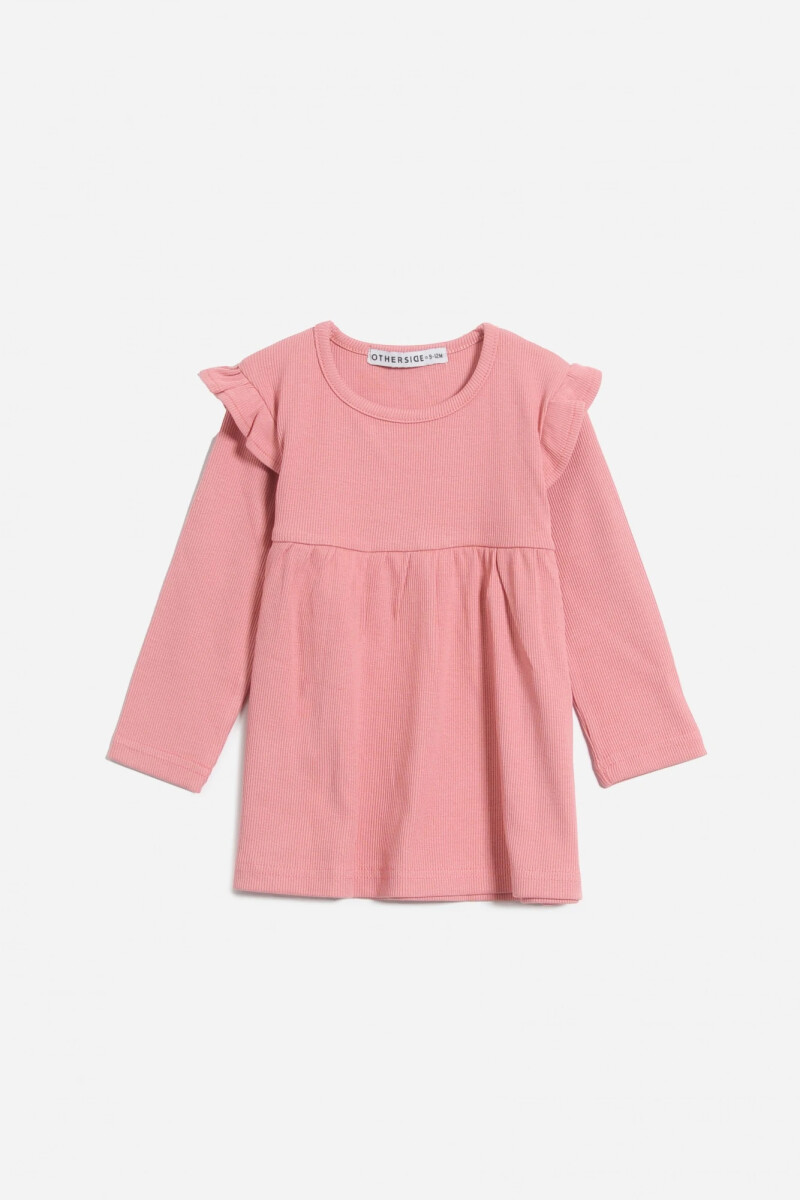 Vestido con volado en hombro ROSA