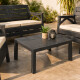 Juego Santana de jardín 3 sillones con almohadones + mesa GRIS