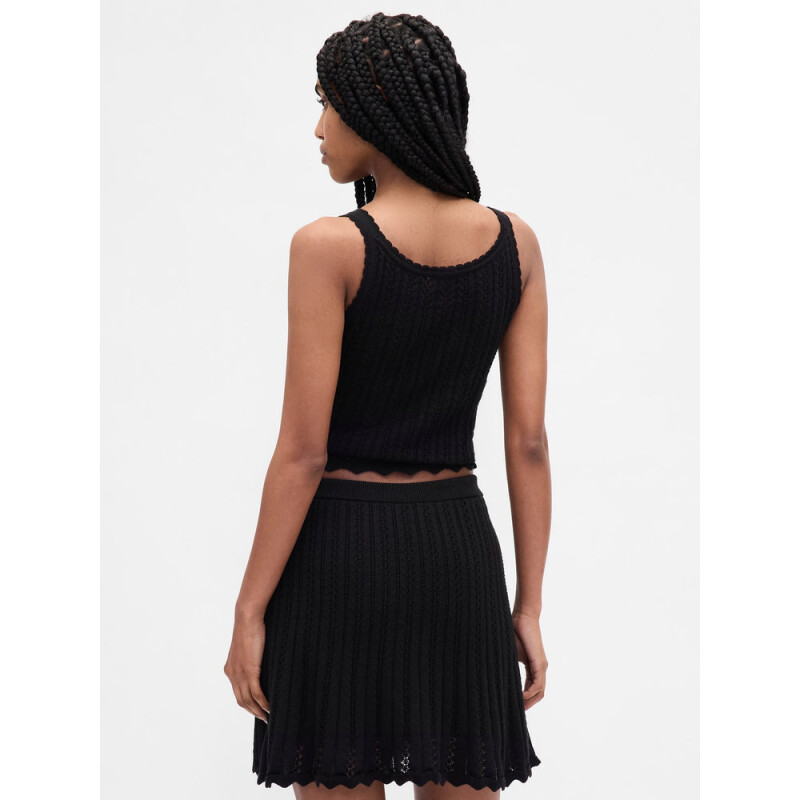 COTTON POINTELLE TANK BLACK