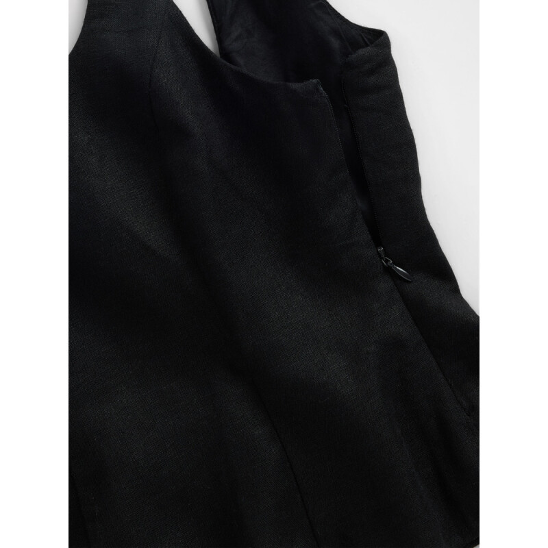 SL PEPLUM TOP BLACK