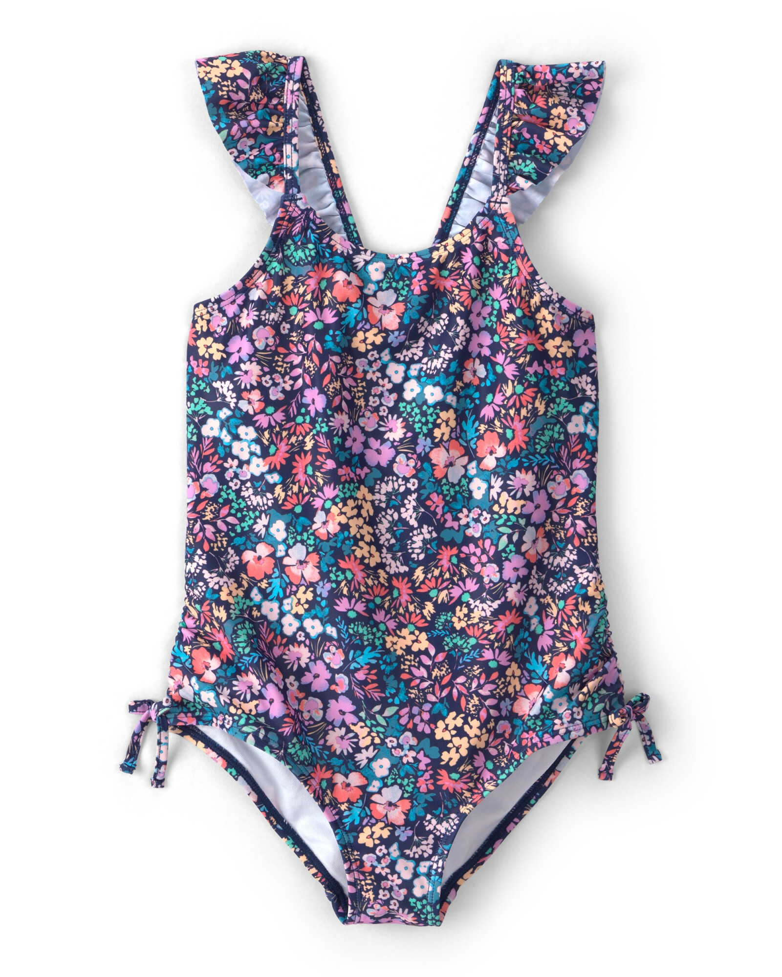 Malla de baño 1 pieza con protección UPF 50+, diseño floral, azul marino Sin color