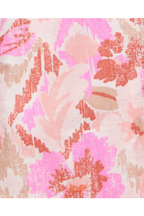 Short de algodón, con cordón, diseño floral Sin color