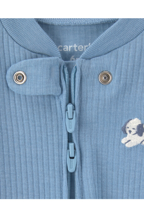 Pijama una pieza de algodón, con pie, azul, diseño perro Sin color