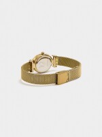 Reloj Ovalado De Punto Metálico De Acero Inoxidable dorado
