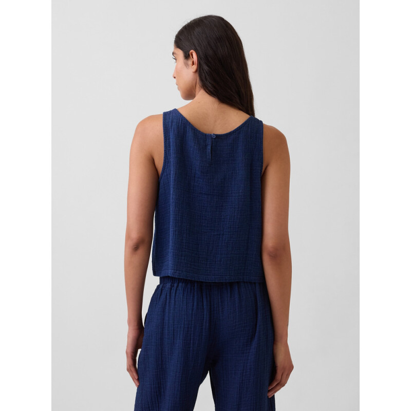 SL RACER SHELL TOP - GAUZE TAPESTRY NAVY TAPESTRY NAVY WASH