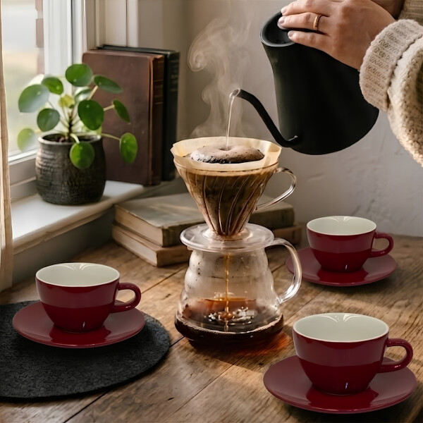 Taza de te 260ml c/Plato Porcelana Roja | Selecta Taza de te 260ml c/Plato Porcelana Roja | Selecta
