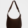Cartera al hombro Luna en cuero gamuza Chocolate