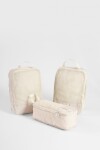 Set de 3 estuches de viaje con compartimentos medianos crudo