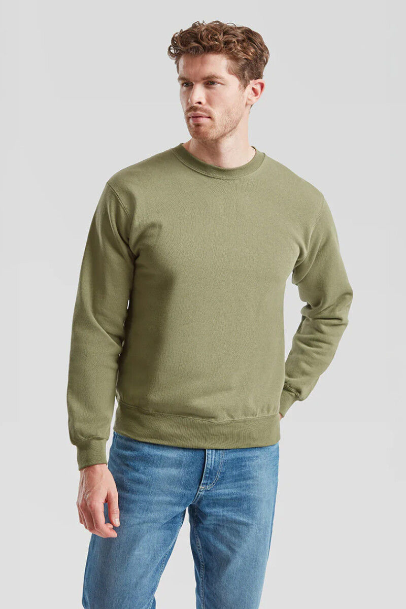 Buzo deportivo clásico escote redondo - UNISEX VERDE OLIVA