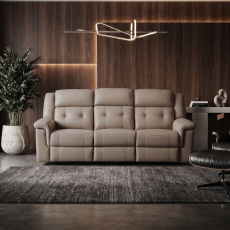 Sillón Sofá Cuero Ecológico 3 Cuerpos Eléctrico Reclinable Marrón