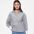 V-POPLIN BIG SHIRT - CONTRAST CUFF/COLLAR NAVY STRIPE
