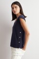 Remera con botones azul marino
